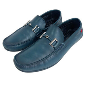 Marc Joseph Park Ave 2 Men's Horsebit Loafers in Navy Brushed Napa Size 12